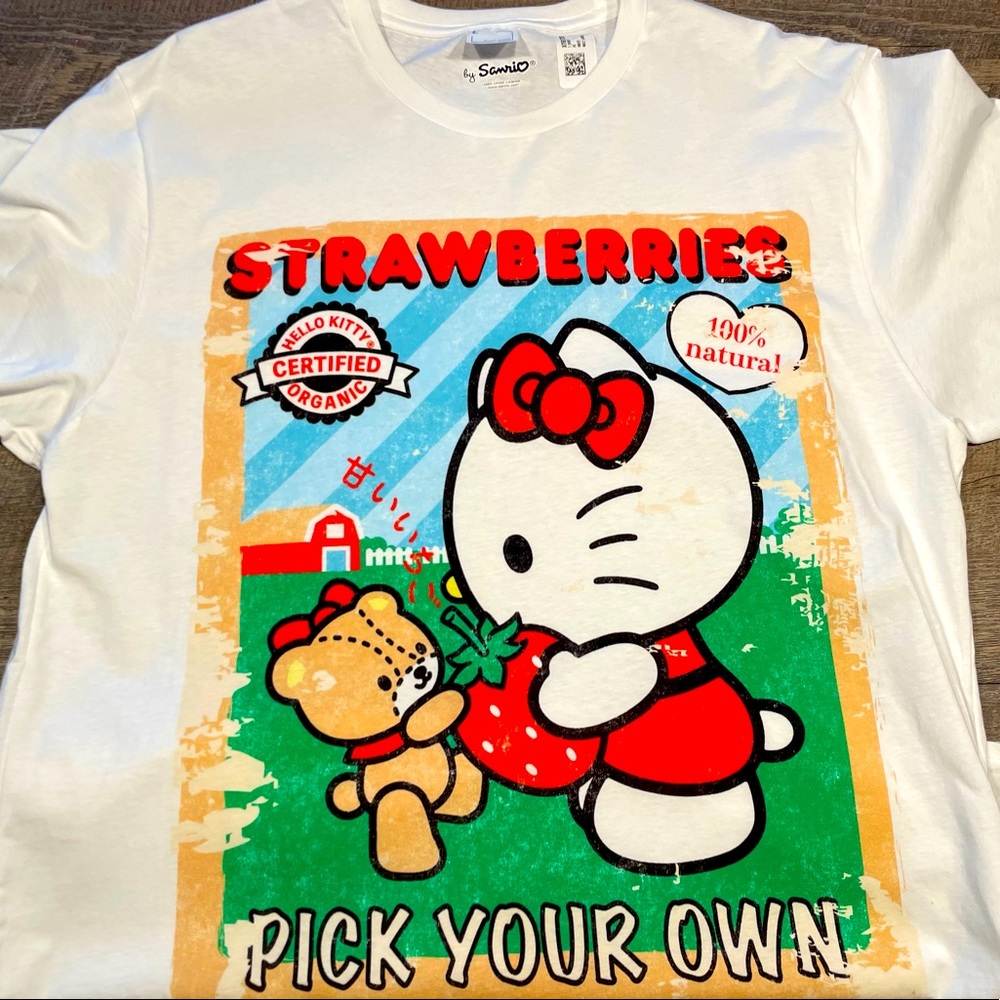 🍓Hello Kitty Sanrio White Cotton Tee NWT
